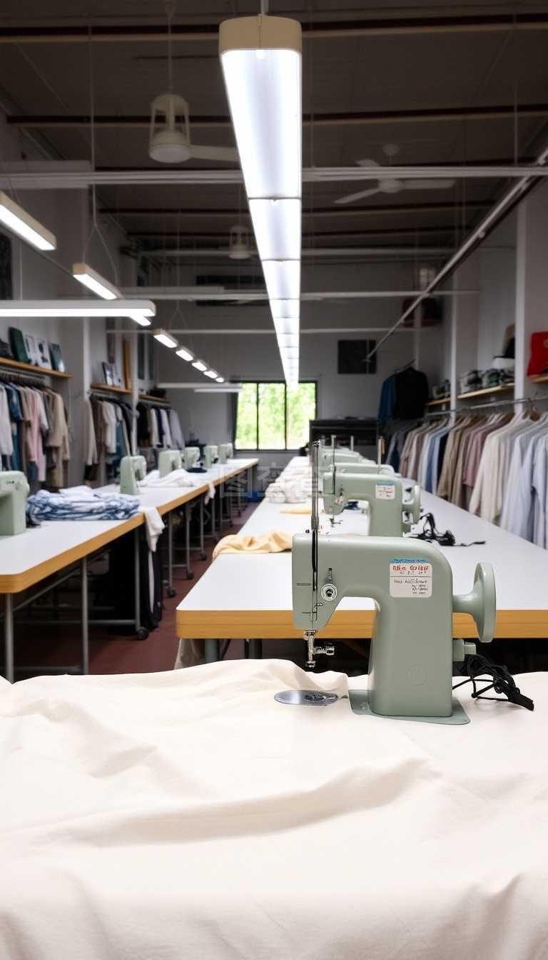 車間、服裝生產、縫紉機